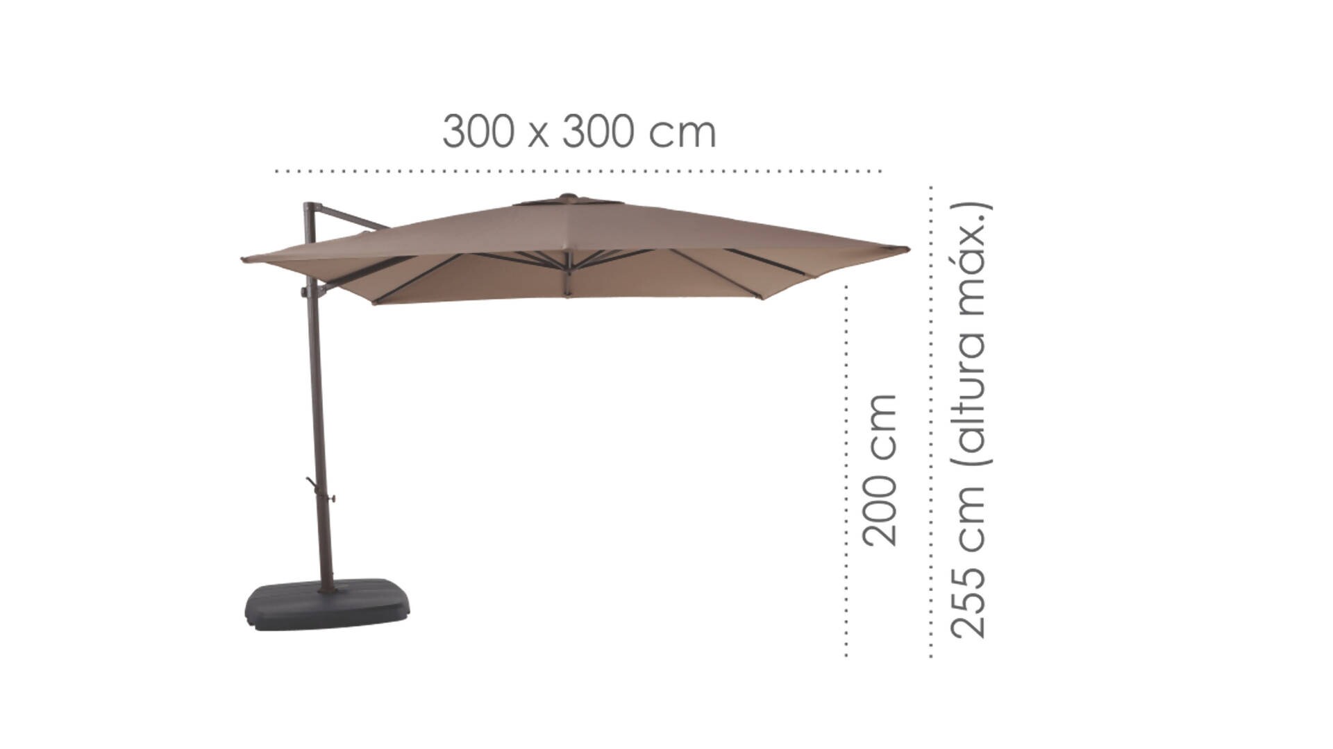 Ombrelone Lateral Quadrado de Alumínio Wupa 3,00 x 3,00m