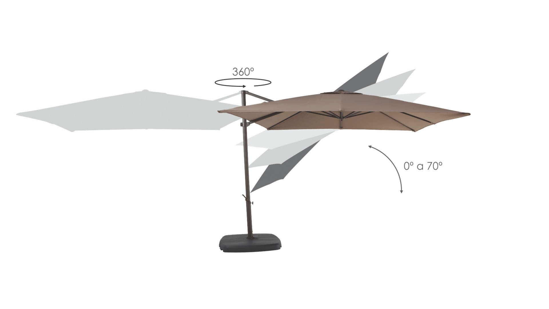 Ombrelone Lateral Quadrado de Alumínio Wupa 3,00 x 3,00m